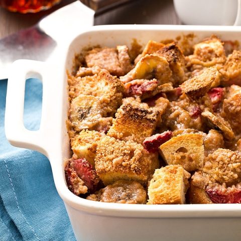 Overnight Strawberry Banana French Toast Bake