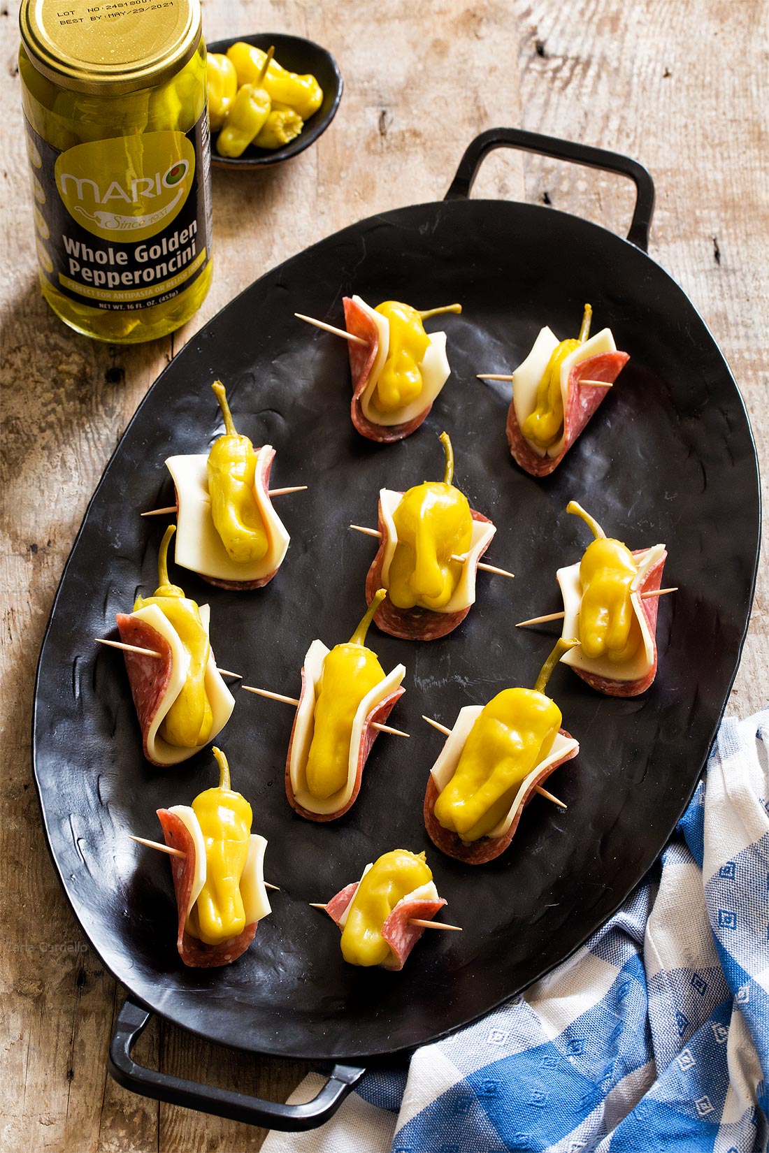 Salami Wrapped Pepperoncini with Mario Foods