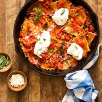 One Pan Vegetable Skillet Lasagna - Dinner For Two