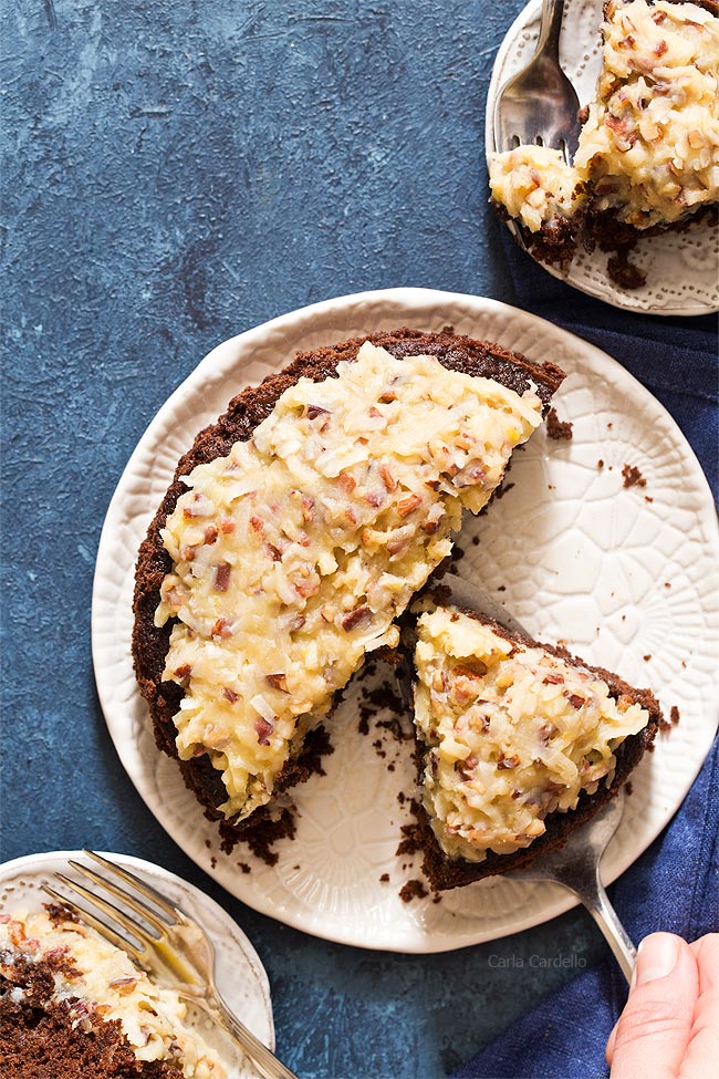 Slices of Small 6 Inch German Chocolate Cake