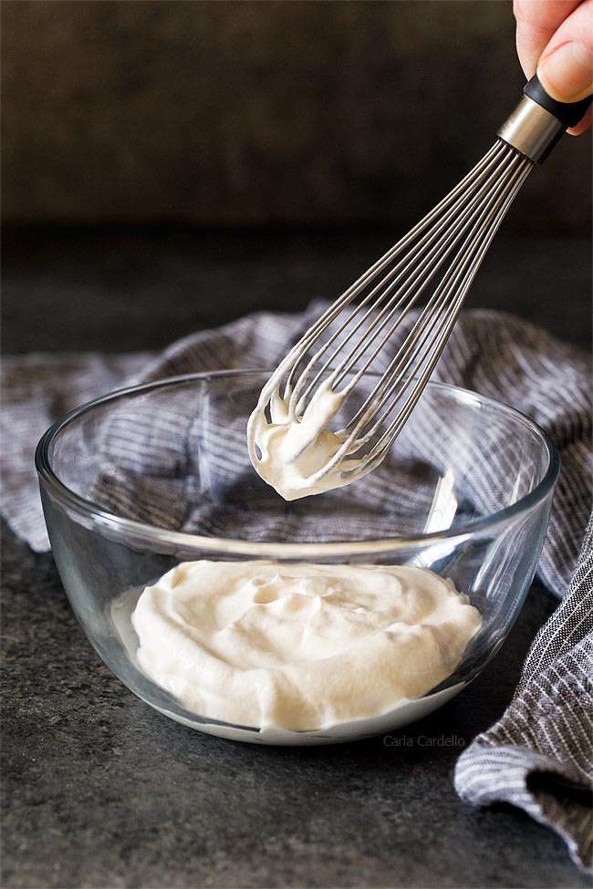 Small Batch Homemade Whipped Cream at the stiff peak stage