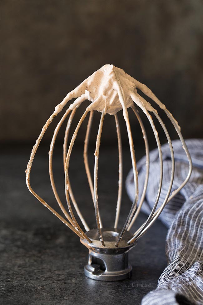 Chocolate Whipped Cream on whisk attachment