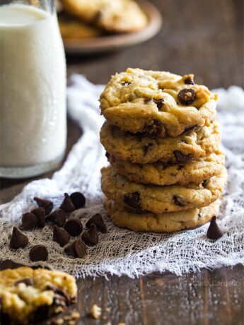 Pile of chocolate chip cookies