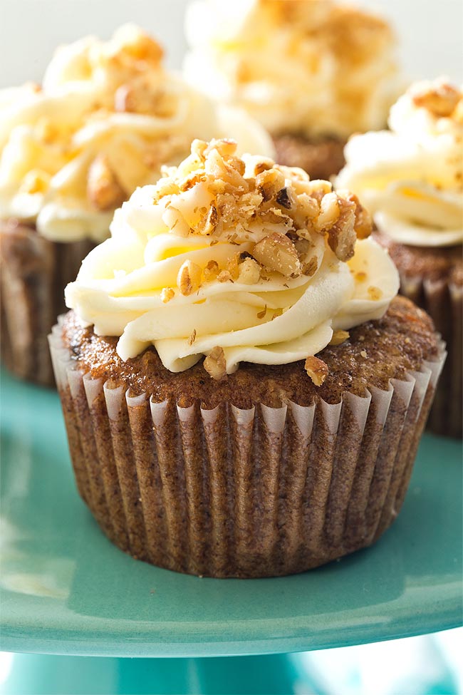 Close up of carrot cake cupcake