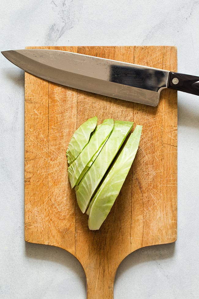 Cut cabbage into slices