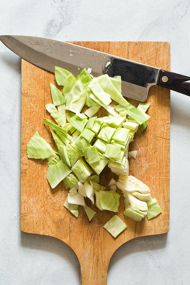 How to cut cabbage into squares