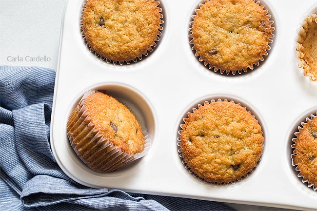 Close up of banana muffins