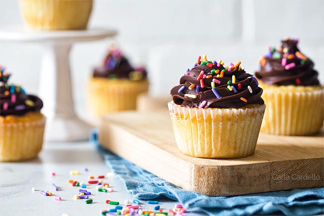 Yellow Cupcakes With Sprinkles