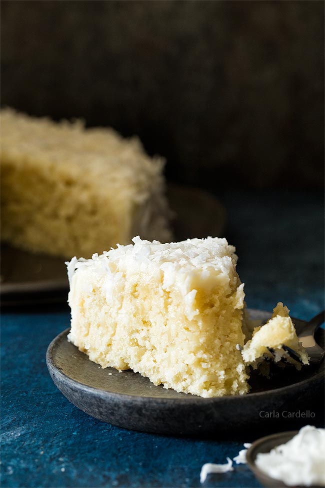 Slice of small coconut cake recipe