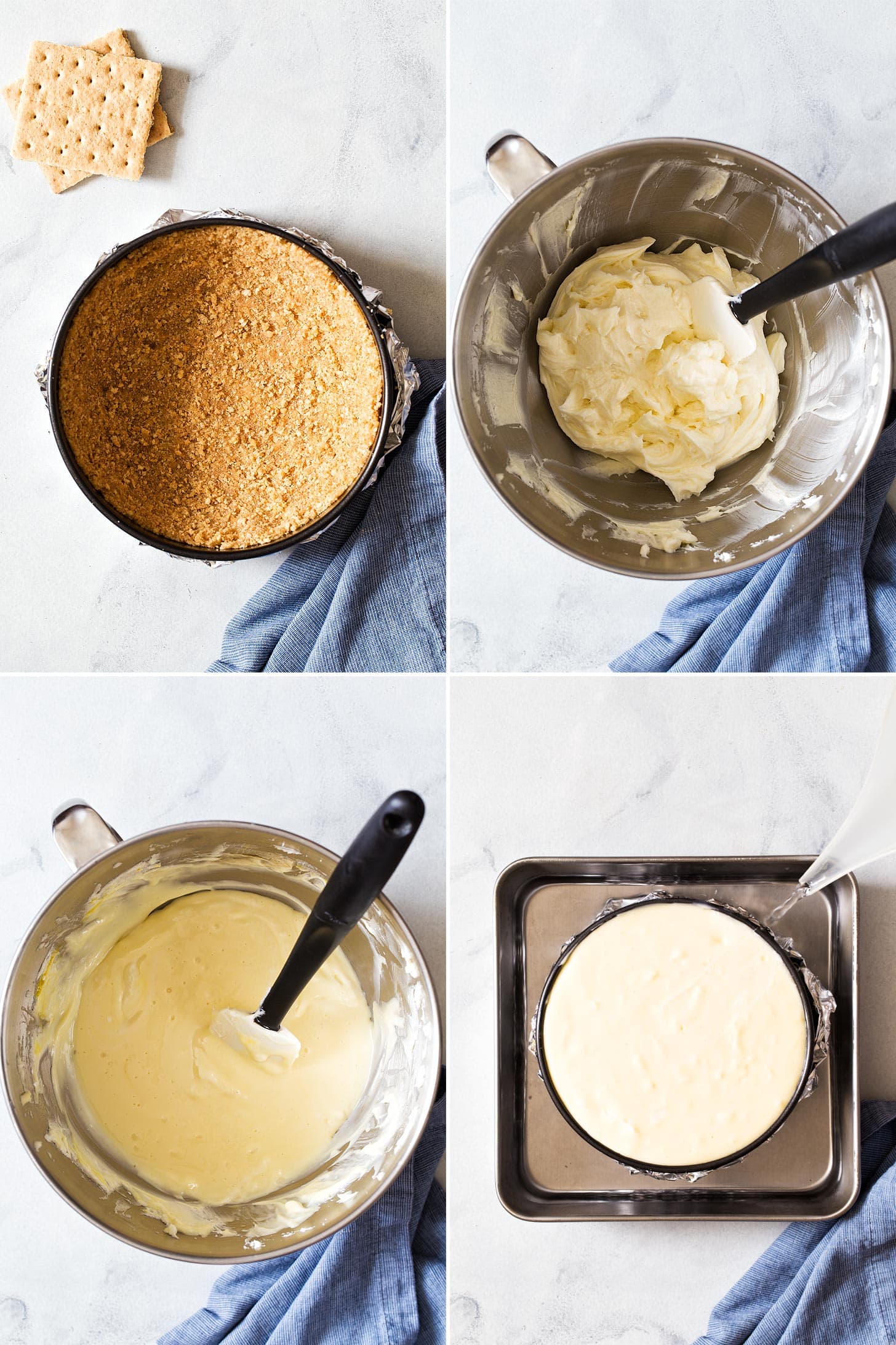 Making homemade cheesecake recipe from scratch photo collage