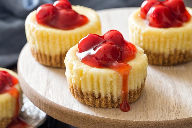 Close up of Mini Cheesecakes