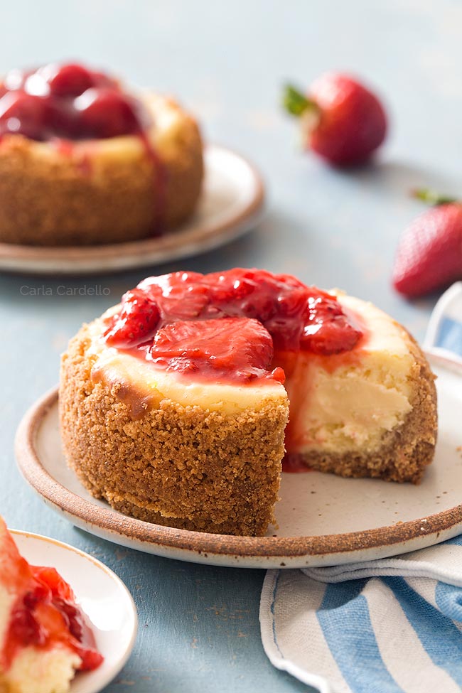 Cheesecake For Two with Strawberry Sauce