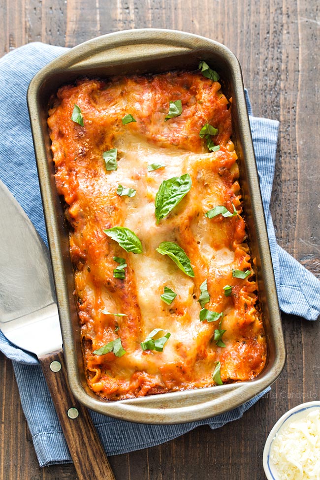 Lasagna For Two (Loaf Pan Lasagna) - Homemade In The Kitchen