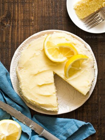 Small Lemon Cake with slice taken out