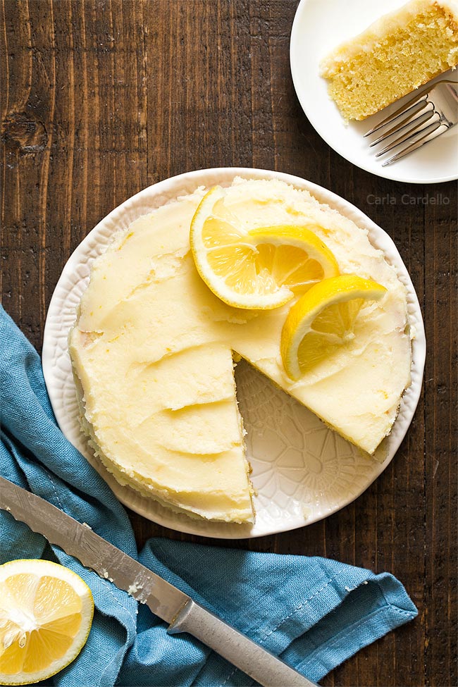 Small Lemon Cake with slice taken out