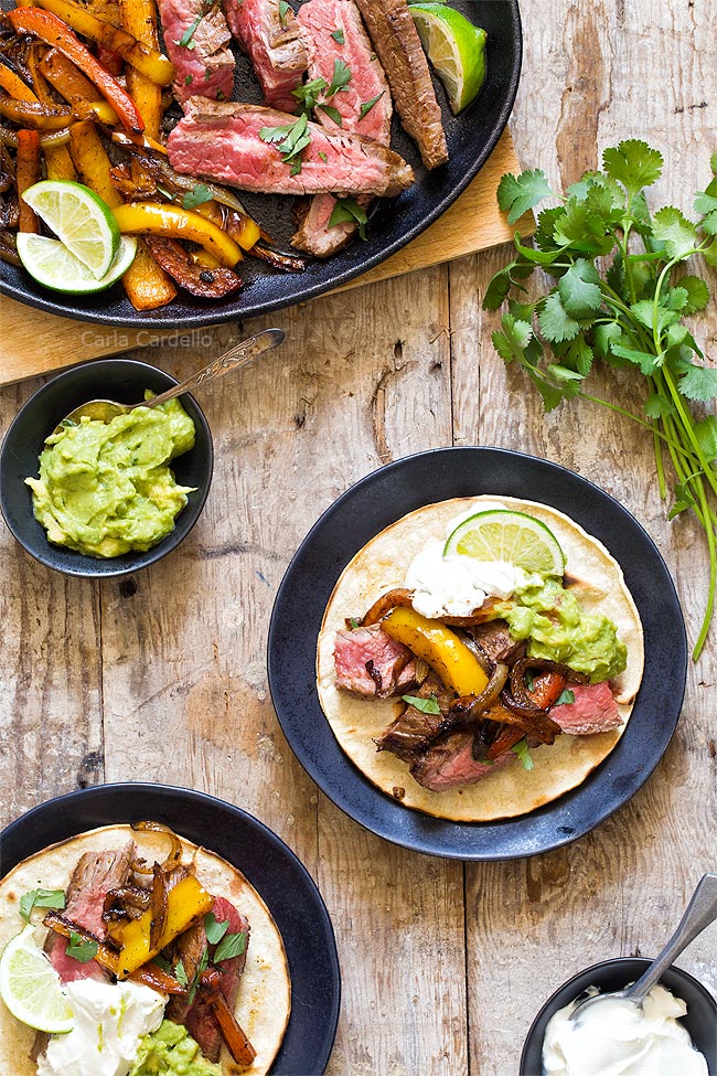 Steak Fajitas served in tortillas