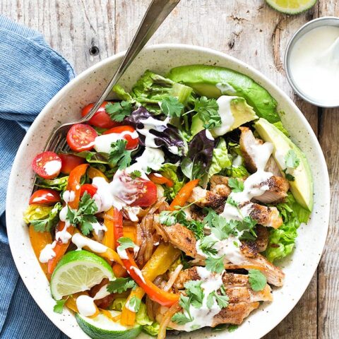 Chicken Fajita Salad in a bowl