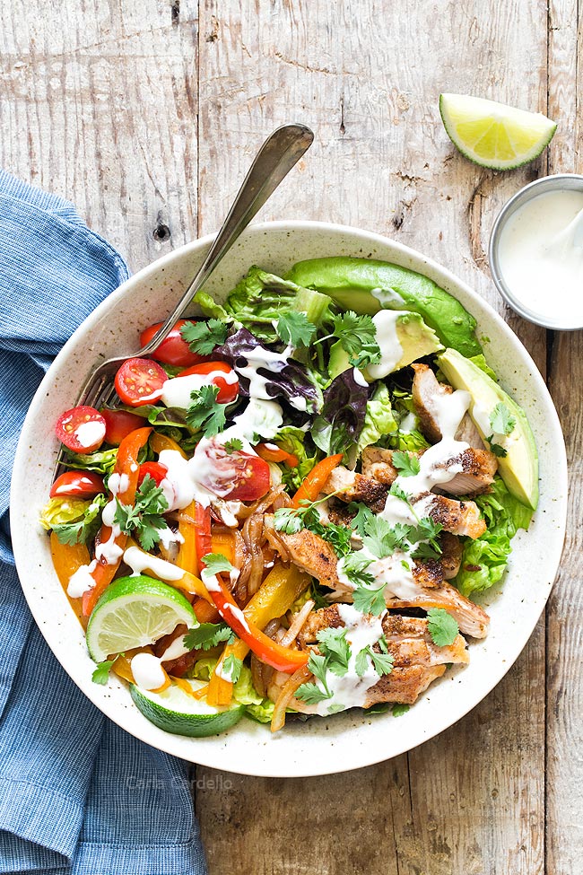 Chicken Fajita Salad in a bowl