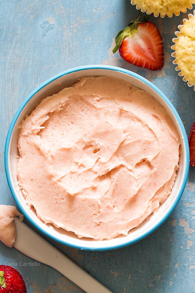 Close up of strawberry buttercream