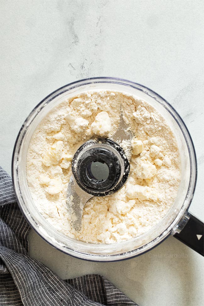 Butter and shortening mixture inside food processor