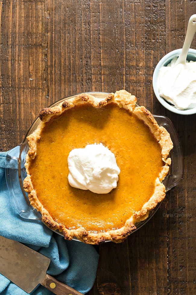 Small Pumpkin Pie with whipped cream on top