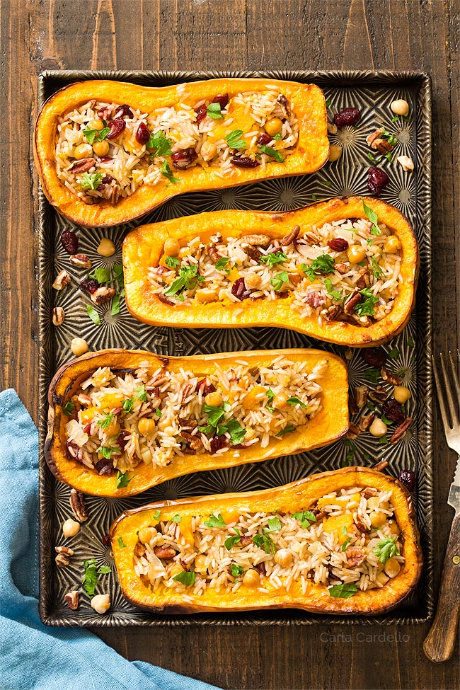 Butternut squash on a tray