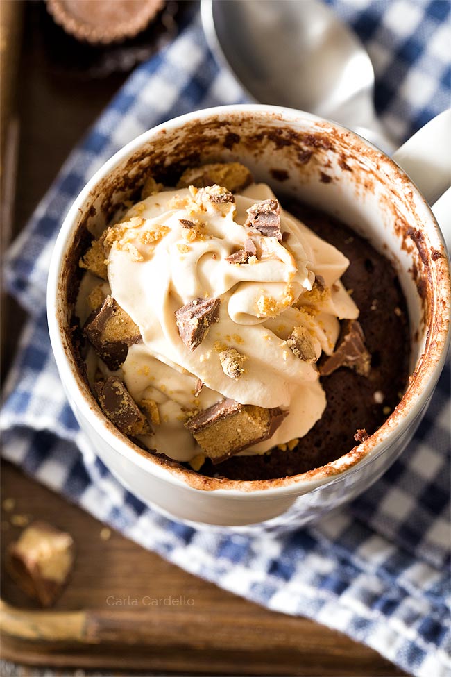 Chocolate Mug Cake with Peanut Butter Whipped Cream