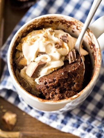 Chocolate Mug Cake with a spoon