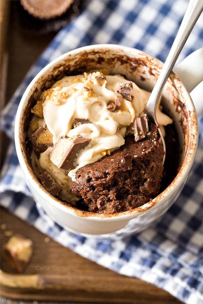 Chocolate Mug Cake with a spoon