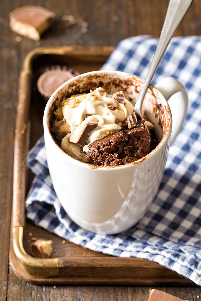 Chocolate Mug Cake with a spoon