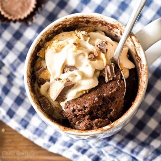 Chocolate Mug Cake with a spoon