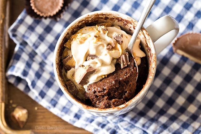 Chocolate Mug Cake with a spoon