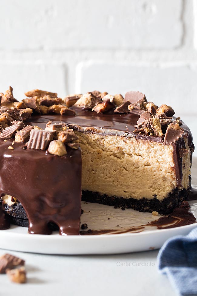 Peanut Butter Cheesecake with slice missing