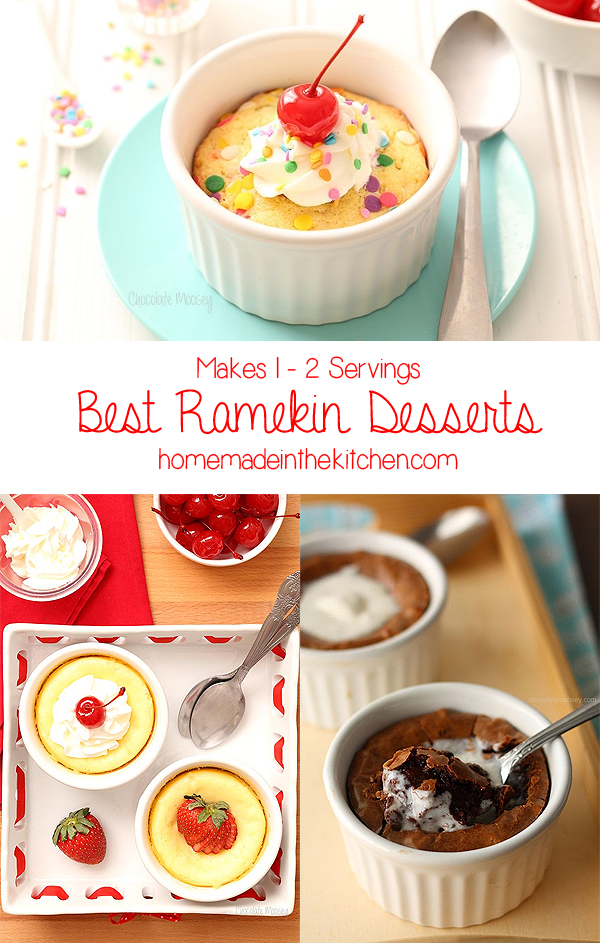 Collage of ramekin desserts