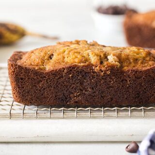 Mini banana bread on cutting board