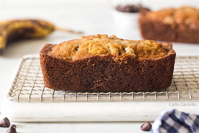 Mini banana bread on cutting board