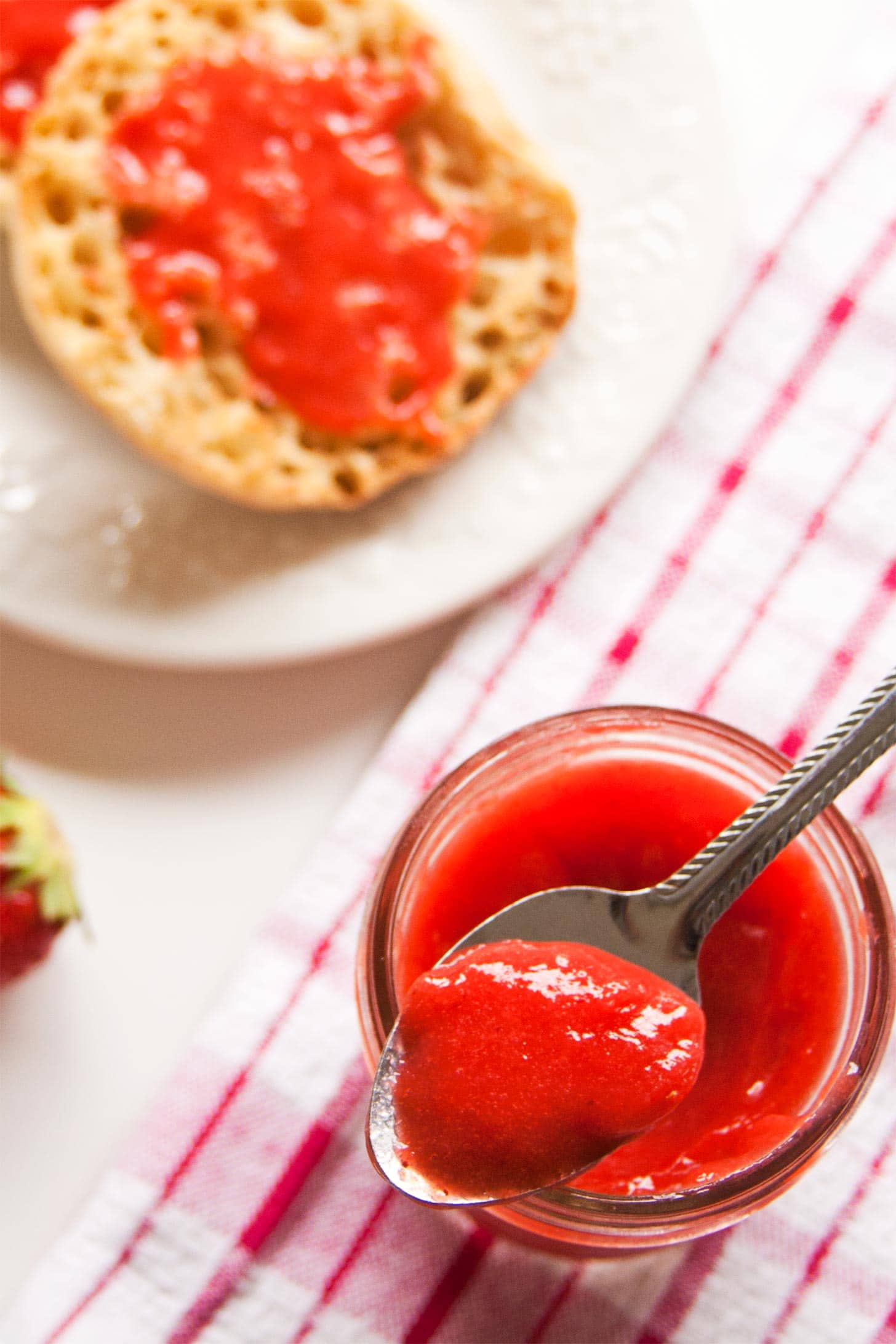 Strawberry curd served on English muffins