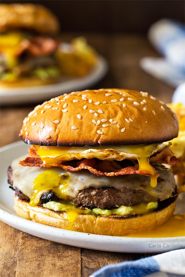 Fried Egg Burger with broken yolk