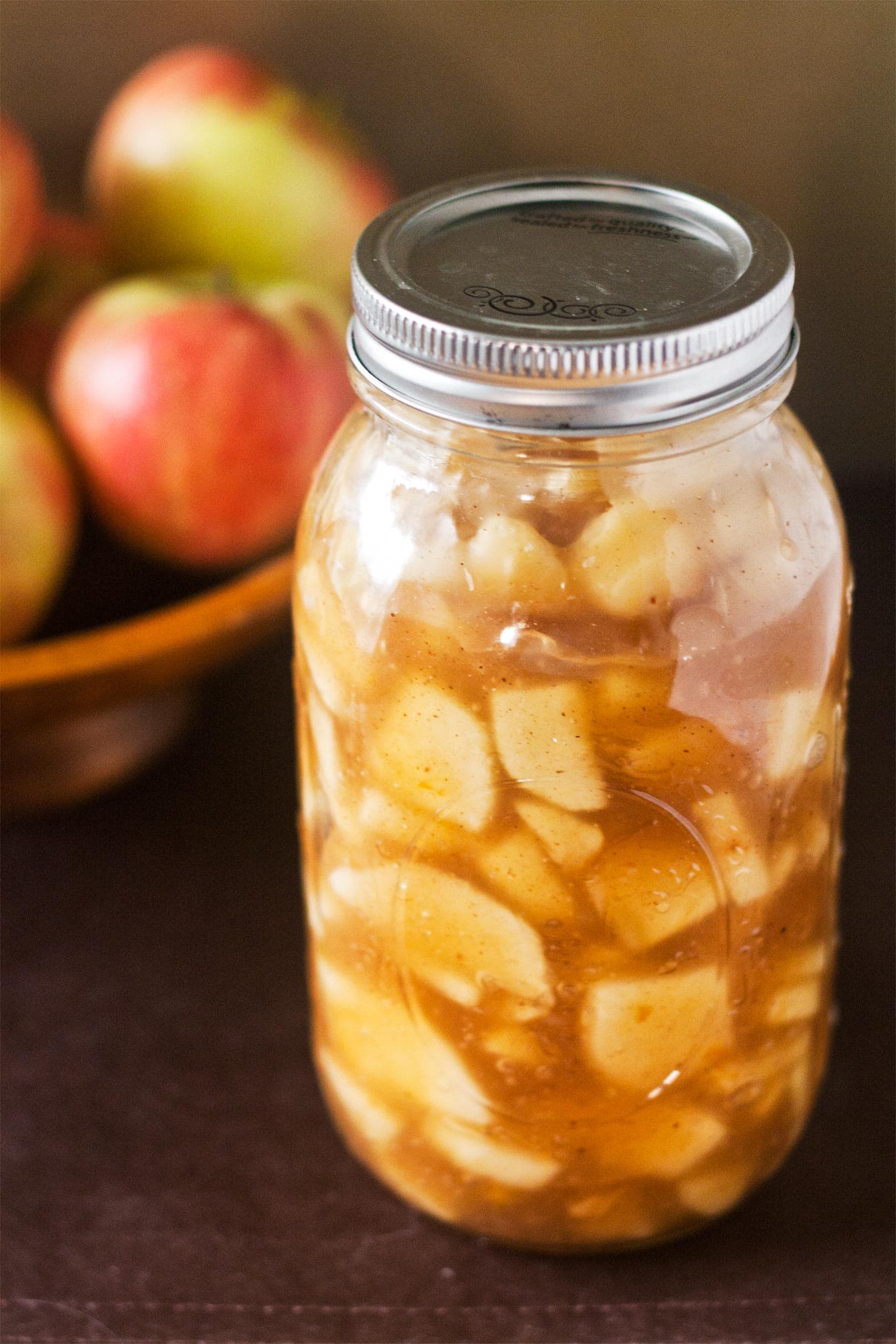 Apple pie filling in a mason jar