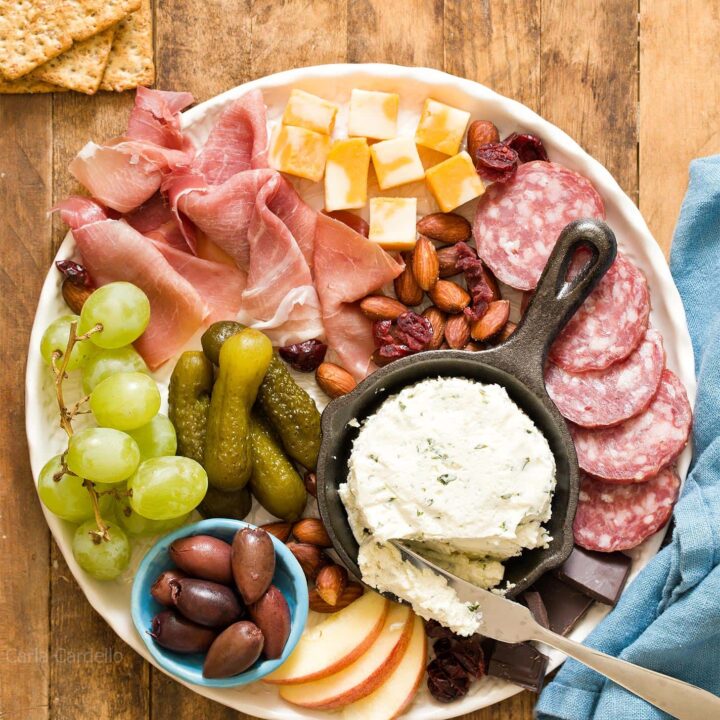 Cheese board for two on a white plate