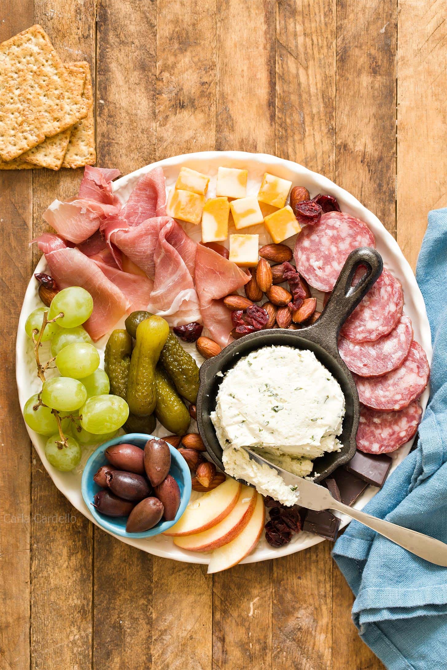 Cheese board for two on a white plate