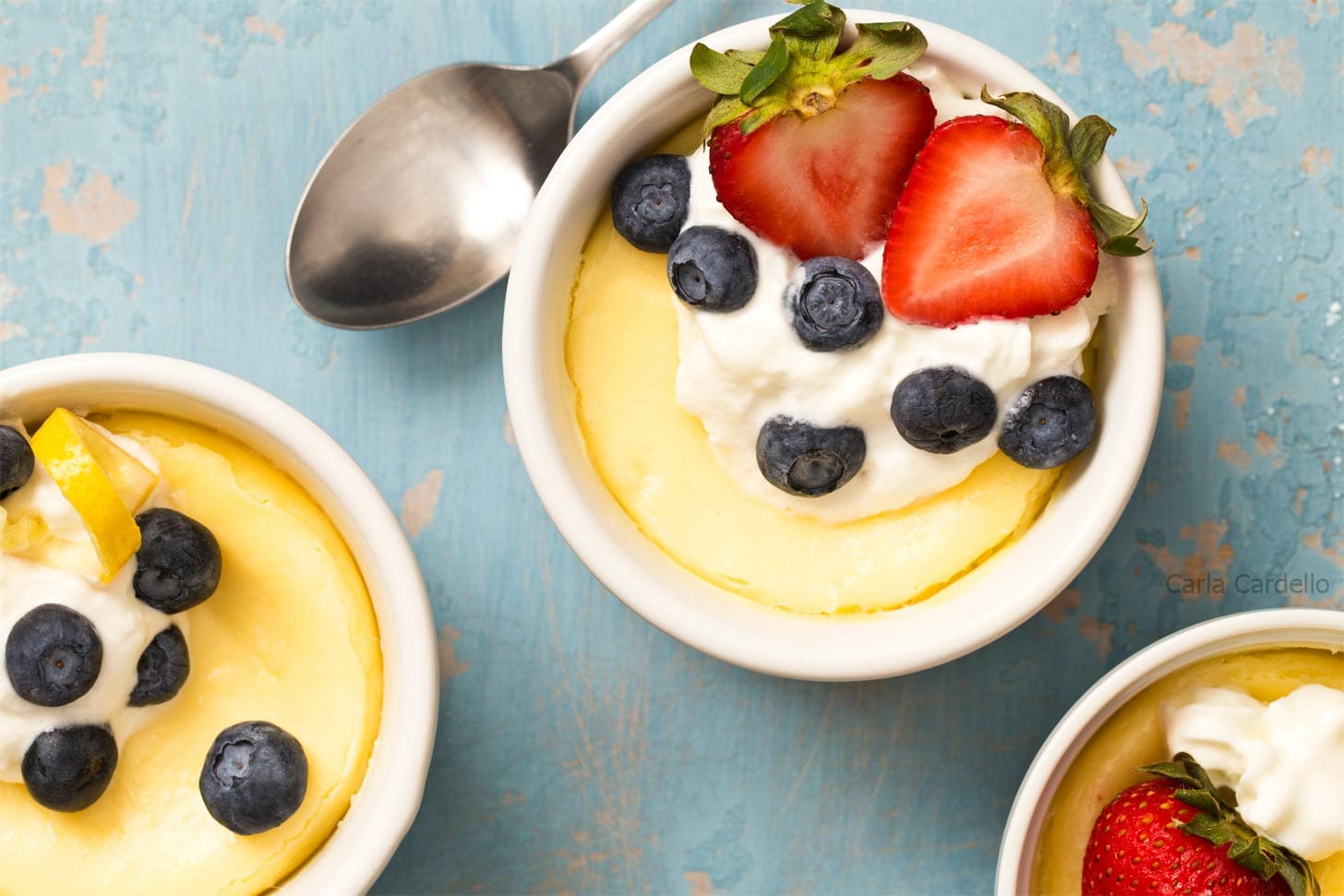 Air Fryer Cheesecake with berries and whipped cream