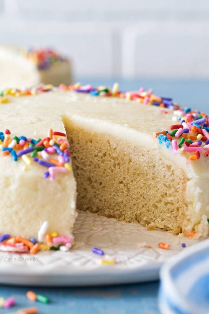 Close up of 6 inch vanilla cake