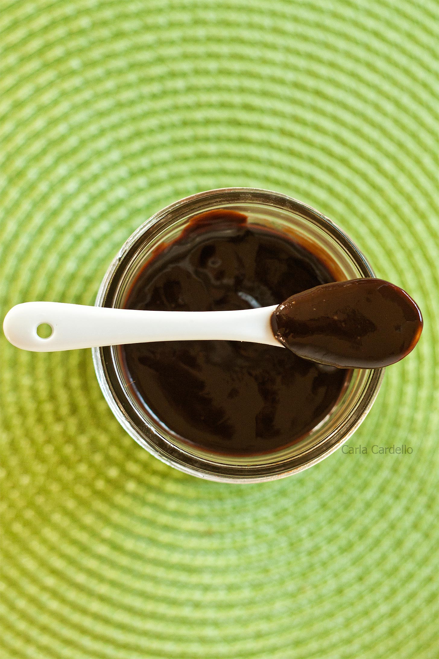 Spoon on top of spoon with Nutella sauce