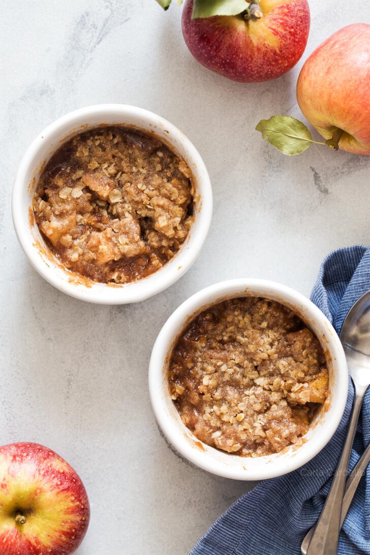 Baked Apple Crisp golden brown from the oven