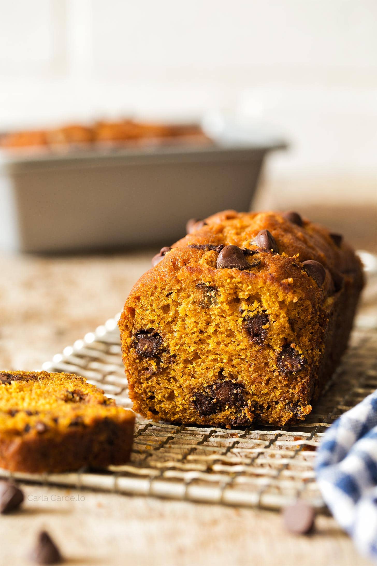 Sliced mini pumpkin bread