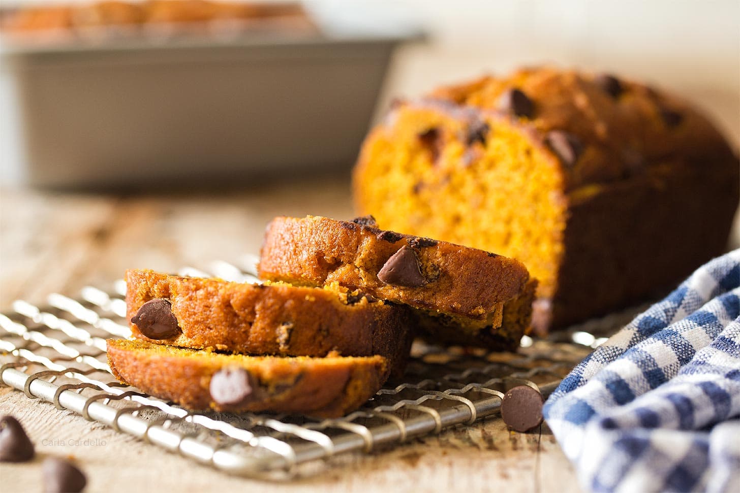 Close up of slices of pumpkin bread