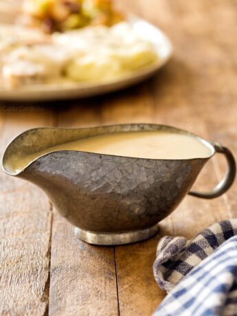 Turkey gravy in pewter gravy boat