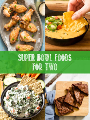 Collage of Super Bowl Foods For Two