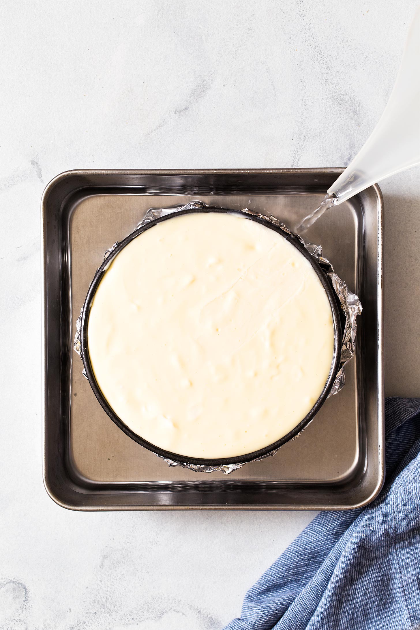 Making water bath for homemade cheesecake